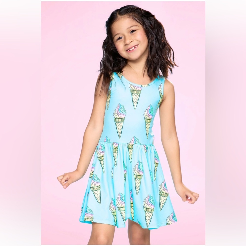 Pixielane NWT Ice Cream Print Blue Kids Dress